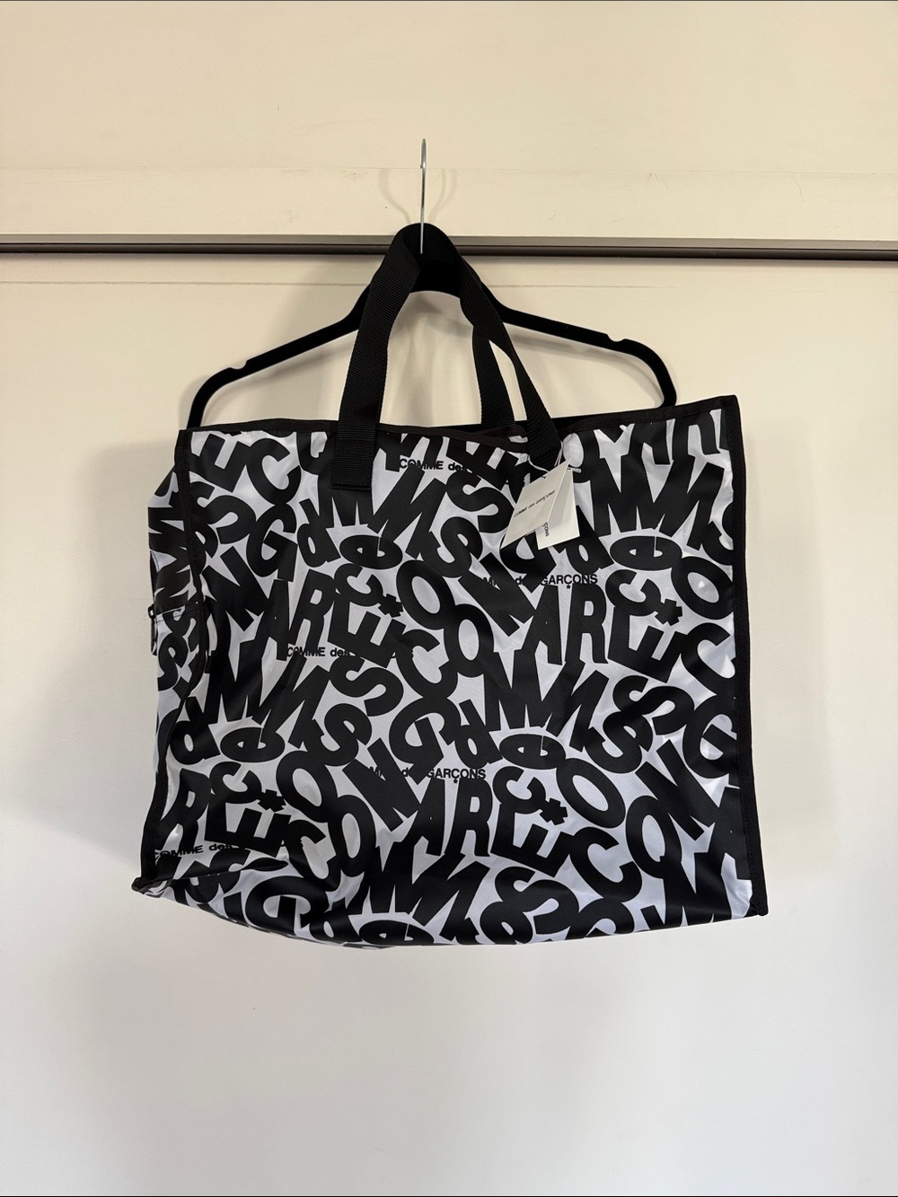 Comme des Garcons Black & White All-Over Logo Tote